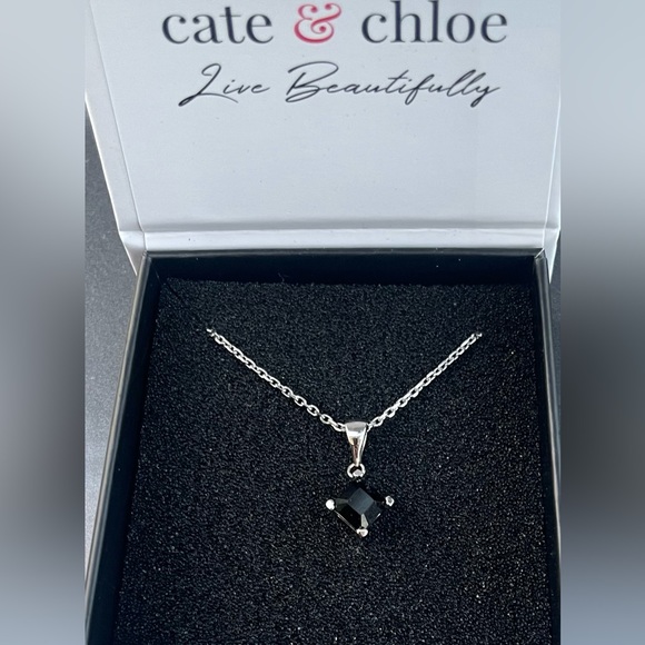New - Cate & Chloe Swarovski Black Crystal  Pendant Necklace - Picture 1 of 11